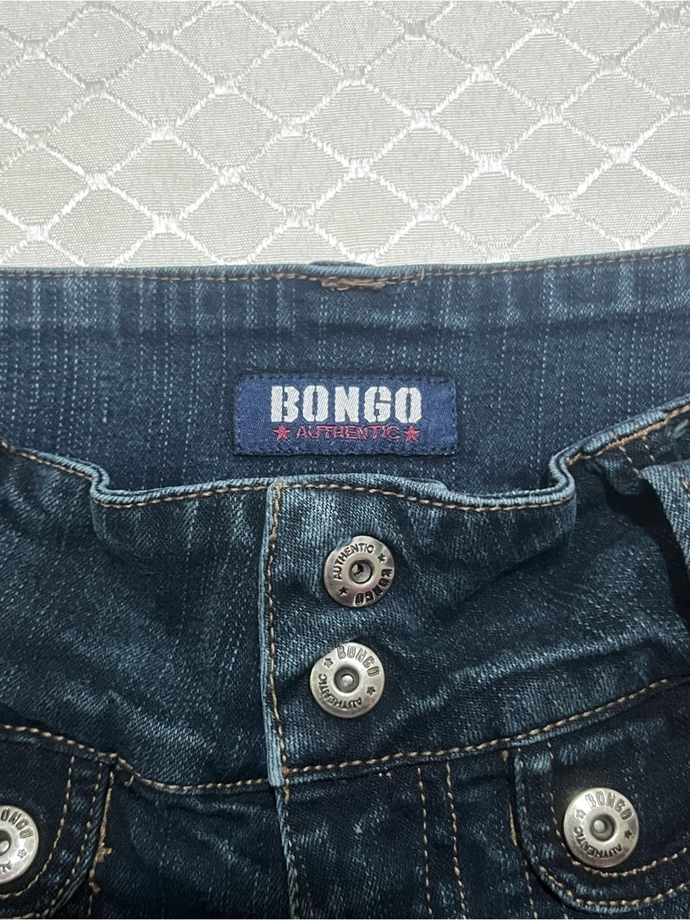 Y2K BONGO Dark Navy Blue Low-Rise Cuffed Rolled Hem Micro Mini Denim Shorts - Picture 7 of 8